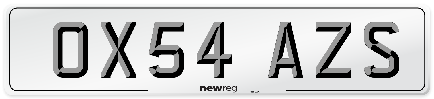 OX54 AZS Number Plate from New Reg